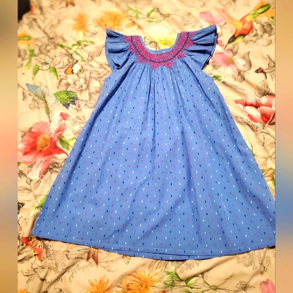 Red White & Blue sleeveless smocked dress
